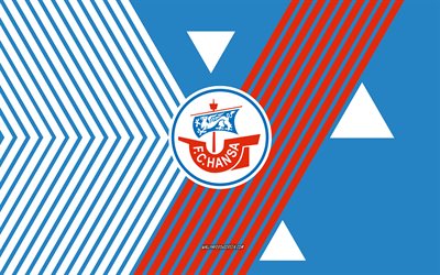 fc hansa rostock logo, 4k, équipe de football allemande, fond de lignes blanches bleues, fc hansa rostock, bundesliga 2, allemagne, ligne d'art, fc hansa rostock emblem, football