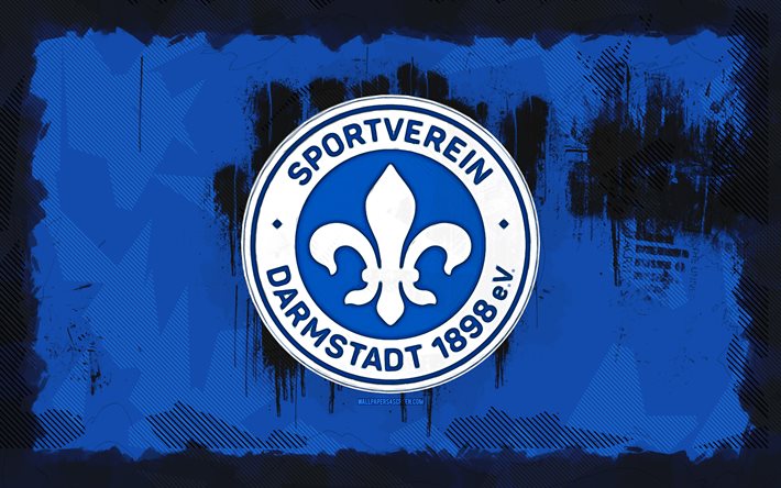 sv darmstadt 98 grunge  logo, 4k, bundesliga, blauer grunge  hintergrund, fußball, sv darmstadt 98 emblem, sv darmstadt 98 logo, sv darmstadt 98, deutscher fußballverein, darmstadt fc