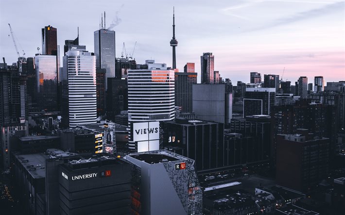 toronto, modern arkitektur, gata, urban, stadsbild, kanada