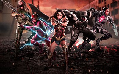Justice League, poster, 2017 movie, superheroes