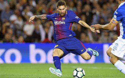 Lionel Messi, 4k, stelle del calcio, partita, Messi (FC Barcelona), i calciatori, FCB, calcio, Leo Messi