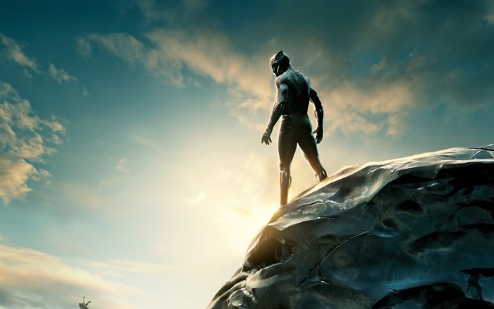 black panther, 2018, chadwick aaron boseman, 4k, uusi elokuva, supersankari