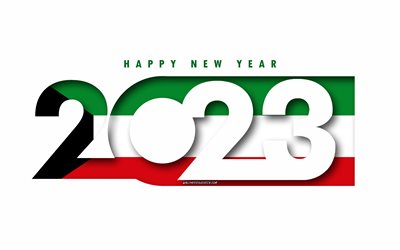 Happy New Year 2023 Kuwait, white background, Kuwait, minimal art, 2023 Kuwait concepts, Israel 2023, 2023 Kuwait background, 2023 Happy New Year Kuwait