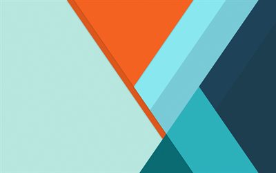 4k, blue orange material design, blue orange abstract background, abstraction lines background, material design, paper texture, creative background