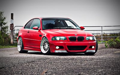 BMW M3, lowriders, 2004 cars, E46, supercars, HDR, Red BMW M3, tuning, 2004 BMW M3, BMW E46, german cars, BMW