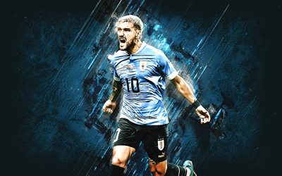 giorgian de arrascaeta, uruguayn jalkapallomaajoukkue, uruguaylainen jalkapalloilija, hyökkäävä keskikenttäpelaaja, muotokuva, qatar 2022, jalkapallo, uruguay