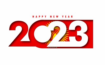 Happy New Year 2023 Kyrgyzstan, white background, Kyrgyzstan, minimal art, 2023 Kyrgyzstan concepts, Kyrgyzstan 2023, 2023 Kyrgyzstan background, 2023 Happy New Year Kyrgyzstan