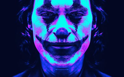 4k, Joker Cyberpunk, Joaquin Phoenix, supervillain, fan art, creative, Joker 4K, Joker face, Joker, artwork, clown face