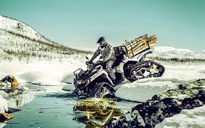 2023, CanAm Defender, Full Track System, all-terrain vehicle, Track system for extreme winter conditions, snow driving, crawler ATV, Can-Am
