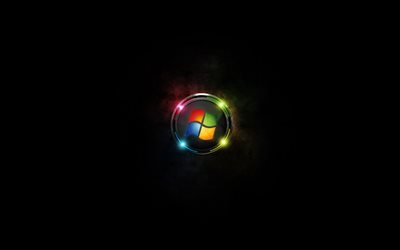 Windows, 4k, logotipo, fondo oscuro