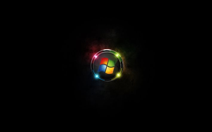 Windows, 4k, logo, sfondo scuro