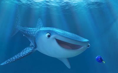 Dory, shark, characters, Finding Dory, 2016, 3D-animated film
