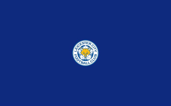 logo, Leicester City, mavi arka planlar, amblemi