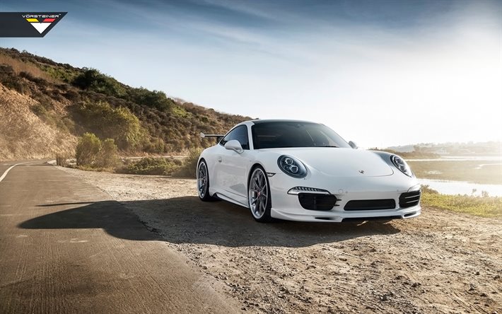 yol, Vorsteiner, tuning, 2015 Porsche 911 Carrera S süper, V-GT Aero, beyaz Porsche