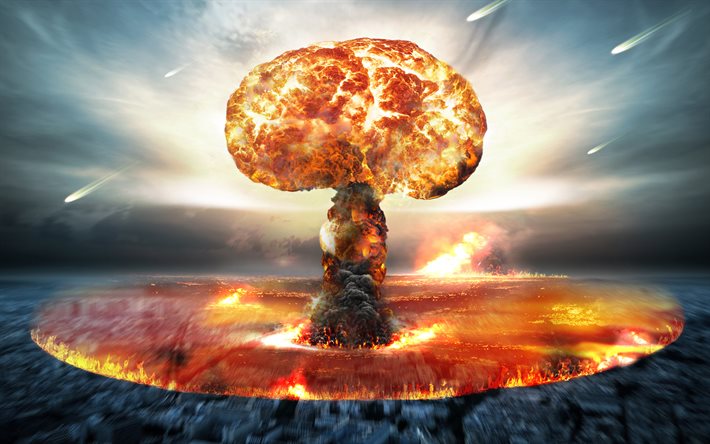 explosión, la bomba nuclear, el fuego, la destrucción