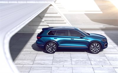 Volkswagen T-Prime, GTE, 2016, mavi SUV, lüks SUV, mavi Volkswagen, mavi T-Prime