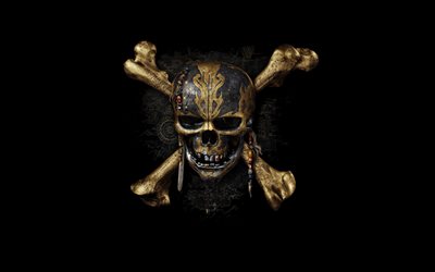 pirates of the caribbean dead men tell no tales, 4k, 2017, logotyp