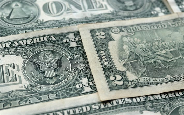 アメリカンドル, 2ドル, ドルの背景, お金の背景, ファイナンス, ビジネスの概念, 2アメリカドル紙幣, お金