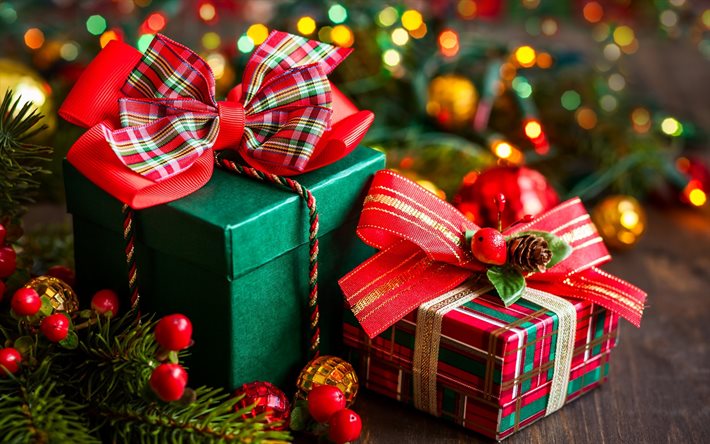 Noel hediyeleri, Yeni Yıl, dekorasyonlar, Noel, hediye kutuları