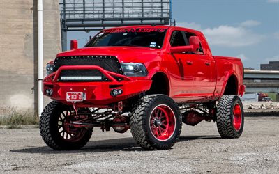 Dodge Ram 2500, 2016, American Forza, tuning, Suv, pick-up, rosso dodge