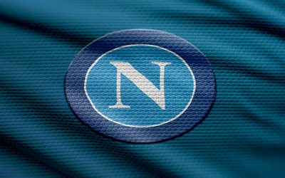 SSC Napoli fabric logo, 4k, blue fabric background, Serie A, bokeh, soccer, SSC Napoli logo, football, SSC Napoli emblem, SSC Napoli, Italian football club, Napoli FC