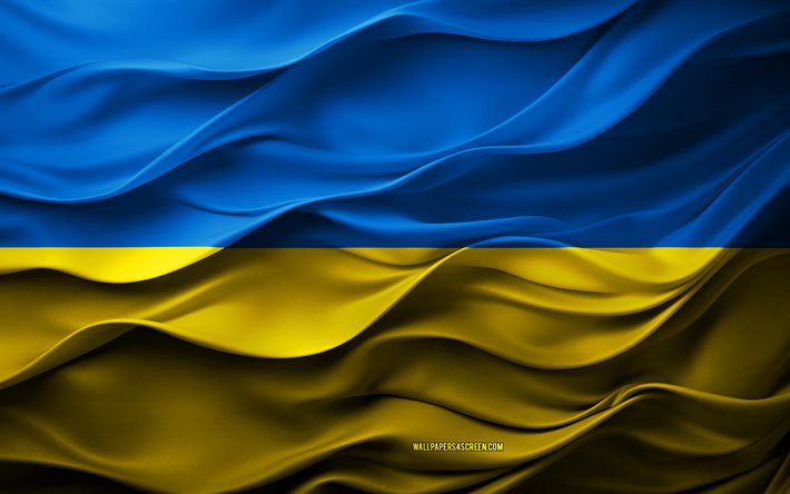 4k, ウクライナの旗, ヨーロッパ諸国, 3dウクライナ旗, ヨーロッパ, 3dテクスチャ, ウクライナの日, 国家のシンボル, 3dアート, ウクライナ
