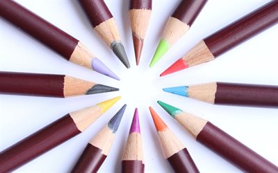 matite colorate, close-up, cerchio, articoli di cancelleria