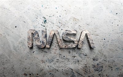 NASA stone logo, 4K, stone background, NASA 3D logo, brands, creative, NASA logo, grunge art, NASA