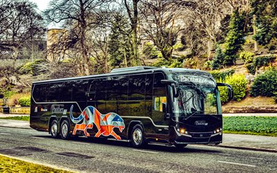 plaxton panther le volvo b8rle, 4k, route, autobus 2018, c53f, autobus noir, le transport des passagers, autobus de passagers, plaxton