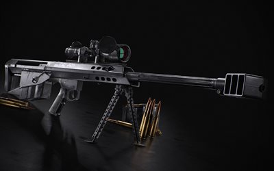 4k, バレットm95, 黒の背景, ddlr, アメリカの狙撃銃, バレットm95弾薬, 現代のライフル, 高口径ライフル, バレット