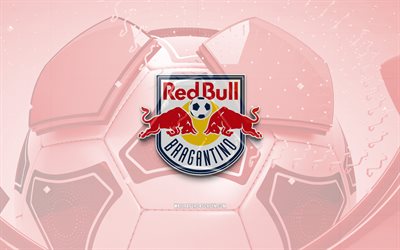 red bull bragantino kiiltävä logo, 4k, punainen jalkapallo tausta, brasilian serie a, jalkapallo, brasilian jalkapalloseura, red bull bragantino 3d  logo, red bull bragantino  tunnus, red bull bragantino fc, urheilun logo, red bull bragantino