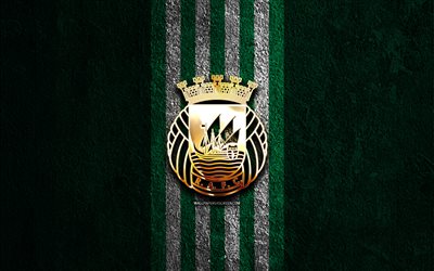 شعار نادي ريو افي الذهبي, 4k, الحجر الأخضر، الخلفية, برايميرا ليجا, نادي كرة القدم البرتغالي, شعار نادي ريو افي, كرة القدم, ليجا البرتغال, ريو افي