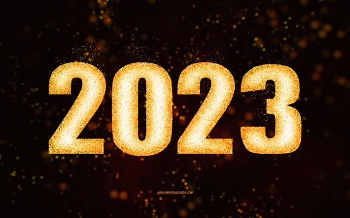 yeni yılınız kutlu olsun 2023, altın yaldız sanatı, 2023 altın parıltılı arka plan, 2023 kavramları, 2023 yeni yılınız kutlu olsun, siyah arka plan