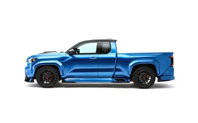 4k, Toyota Tacoma X-Runner Concept, 2023, side view, exterior, blue Toyota Tacoma, Toyota Tacoma tuning, Japanese cars, Toyota