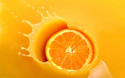 橙色的, 放下, 橙汁, 水果