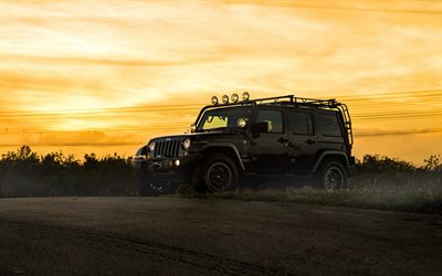 jeep wrangler, sahara, 2016, maastoauto, mustat autot