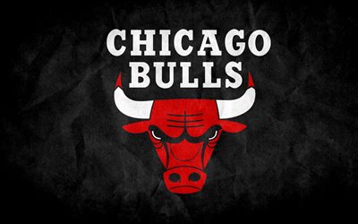 chicago bulls, 로고, 농구 클럽, 어두운 배경, nba