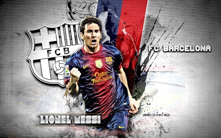 Lionel Messi, fan art, Leo Messi, les stars du football, La Liga, Barcelone
