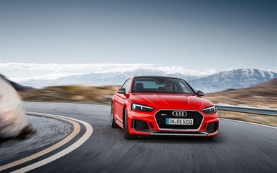 Audi RS5, road, 2018 cars, movement, red rs5, Audi