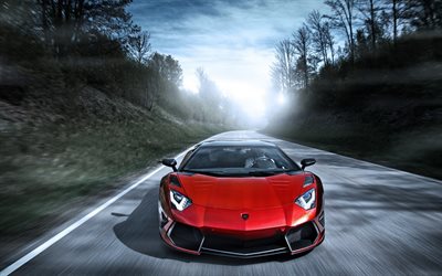 Lamborghini Aventador, Mansory, rouge Aventador, LP700-4, LB834, des voitures de sport italiennes
