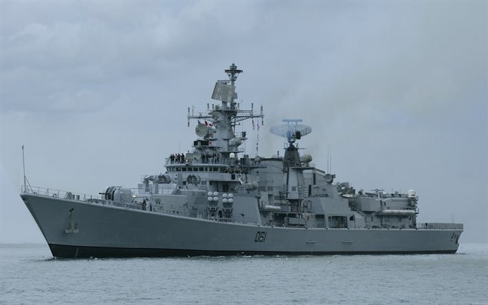 ins delhi, d61, marinha indiana, destruidor indiano de míssil guiado, navios de guerra indianos, délhi, índia