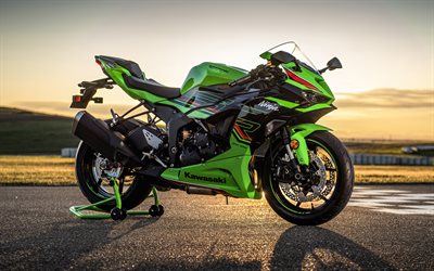 Kawasaki Ninja ZX-6R, 4k, superbikes, 2023 bikes, sunset, sportsbikes, 2023 Kawasaki Ninja ZX-6R, japanese motorcycles, Kawasaki