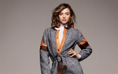 Miranda Kerr, American fashion model, Louis Vuitton, photoshoot, beautiful woman, gray coat
