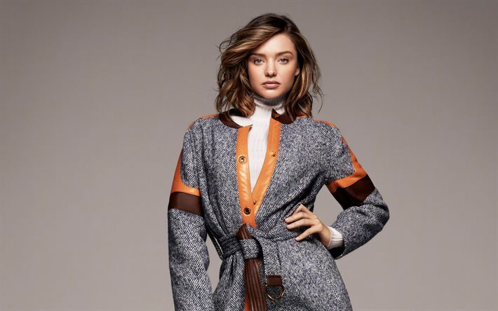 Miranda Kerr, American fashion model, Louis Vuitton, photoshoot, beautiful woman, gray coat