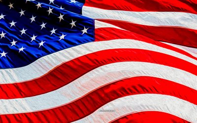 USA painted flag, 4K, flag of USA, abstract art, USA flag, USA national symbols, Day of USA, US flag, American flag, USA