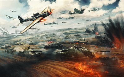 War Thunder, 5K, battle, planes, tanks