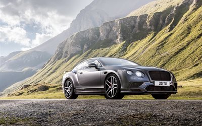 Bentley Continental Supersports, supercars, 2018 coches, carretera, montañas, gris Bentley