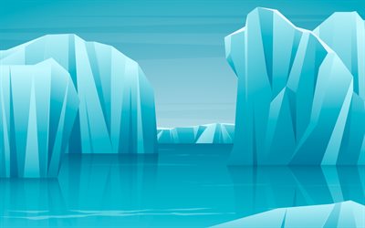 iceberg, paesaggio invernale astratto, poligono paesaggio invernale, iceberg astratti, paesaggio oceanico, sfondo invernale astratto, inverno