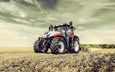 steyr 4145 profesional cvt, tractor, maquinaria de agricultura, exterior, vista frontal, tractor en el campo, cosecha, tractores nuevos, steyr