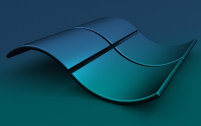 windows 파란색 로고, 4k, 창의적인, windows 물결 모양 로고, 운영체제, 윈도우 3d 로고, 파란색 배경, 윈도우 로고, 윈도우